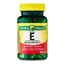 ویتامین ای 400 اسپرینگ والی 100 عددی Spring Valley Vitamin E  Soft gels, 180 mg (400 IU)